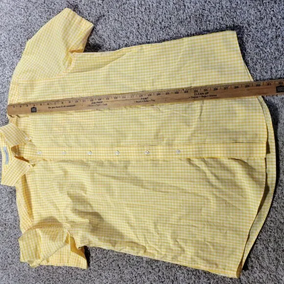 LL Bean Shirt Mens Large Yellow Plaid Button Down Short Sleeve Preppy - Picture 5 of 8